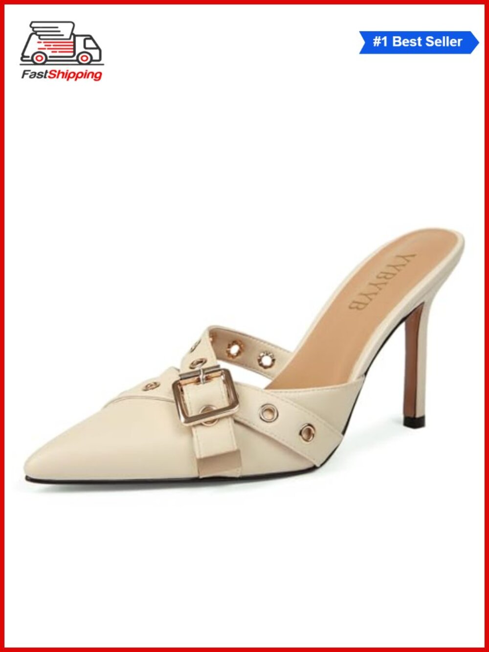 ✨ Pointed Toe Kitten Heel Mule Pumps Studded Bow Leather Insole Women's Heels